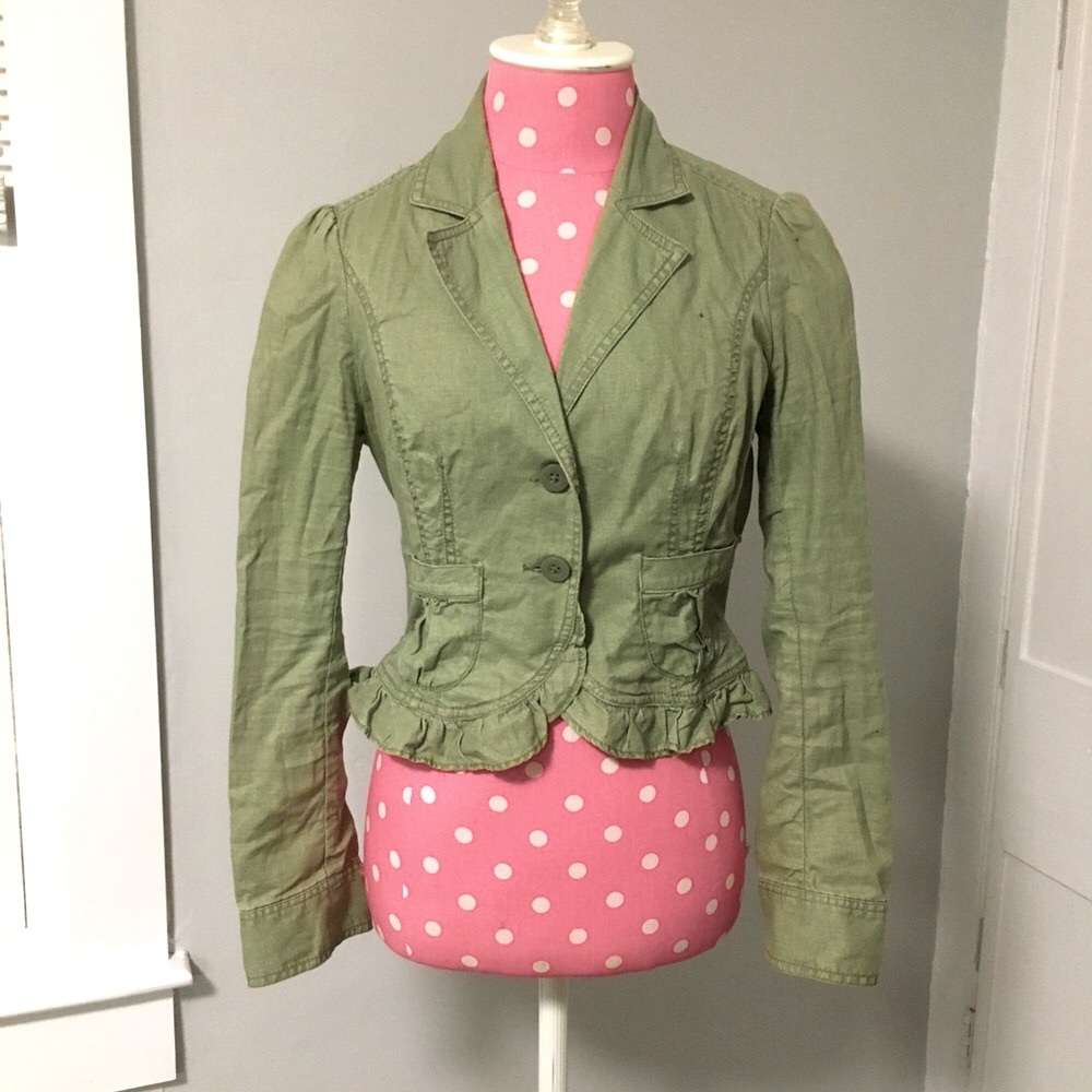 Tommy Jeans Green Cropped Jacket with Pockets
